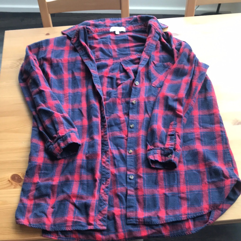 Extra long flannel button up